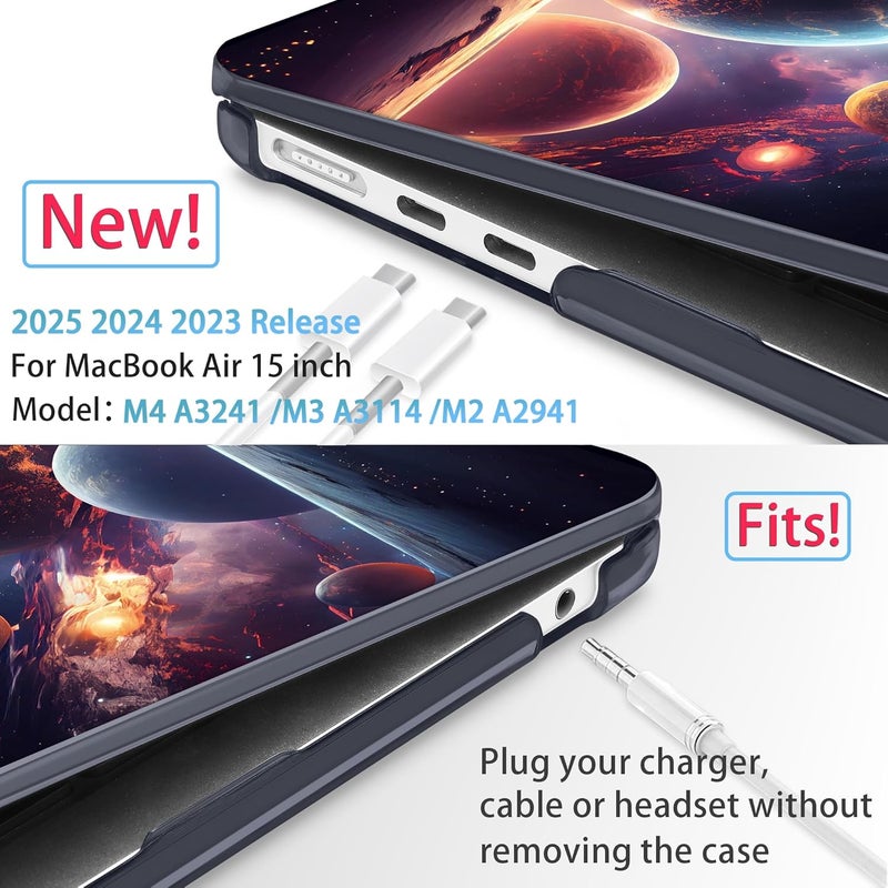Mektron Designed for 2025/2024/2023 MacBook Air 15 INCH M4 A3241 /M3 A3114 /M2 A2941 Case, Printed Plastic Hard Shell Cover with 15.3" Liquid Retina Display Touch ID, Planets - Image 2
